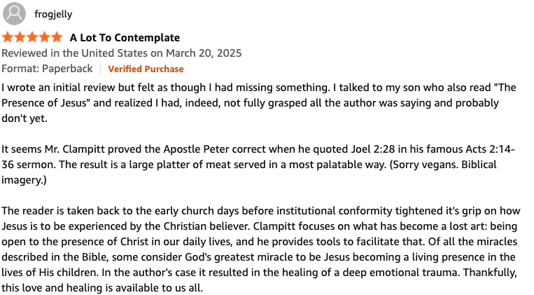 presence of jesus review frogjelly