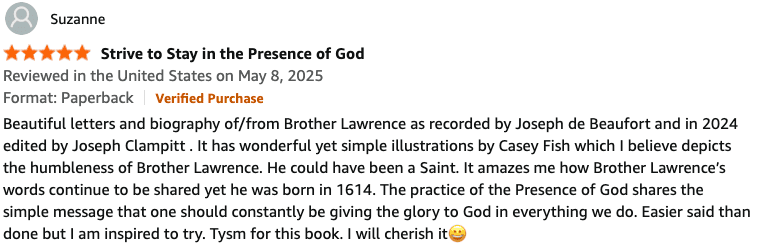 practice of the presence of god review suzanne